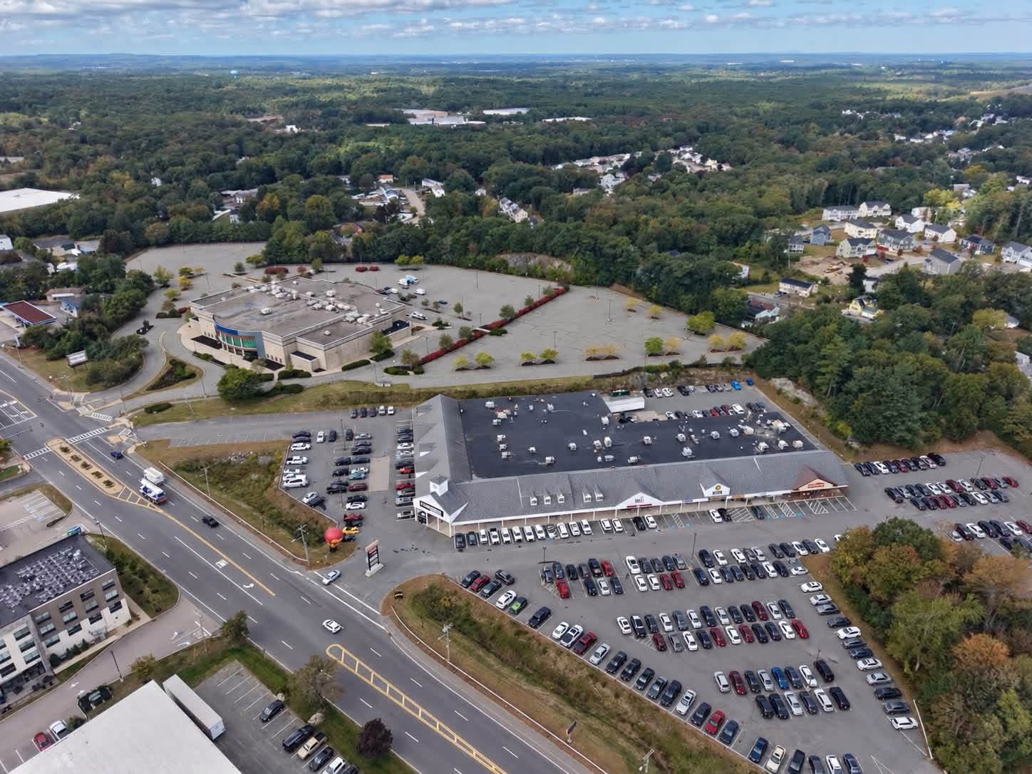 Aerial view of The Shops at Randolph and the surrounding road network